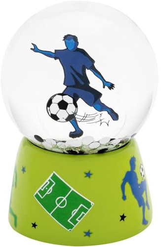 Traumkugel Motiv Fußball: Traumkugel mit 3D-Fußballfigur und passendem Glitter
