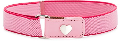 Ladeheid Mädchen Gürtel Elastik-Gürtel 1-6 Jahre 34-65 cm P15G (Rosa/Dunkelrosa/Herz)