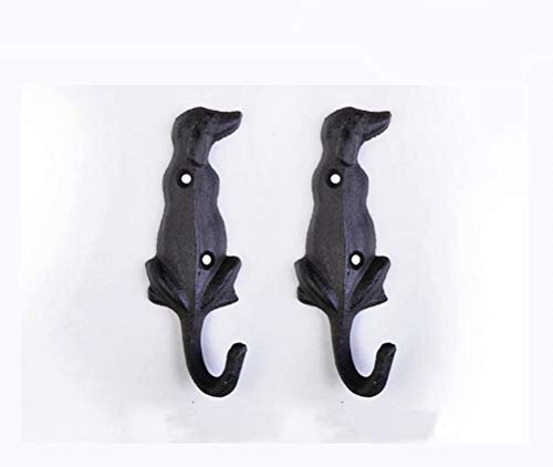 TentHome Antique Cast Iron Decor Hooks Home Garden Single Coat Hat Hook Owl/Octopus/Cat/Dog Head Wall Mounted Hanger 2pcs (Dog-1)