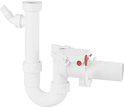 Sperrwerk Typ 5 DN 50 und PP-Siphon mit einem Kombi-Geräteanschluss 1 1/2'' und 1 1/4'' mit Rückstaudoppel- und Notverschluss
