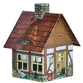 Crottendorfer - Räucherhaus Metall inkl. Räucherkerzenhalter - für Räucherkerzen Gr. M - Maße: 7,2 x 7,8 x 9,8cm - Motiv: Bauernhaus - Made in Germany