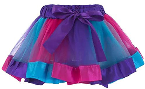 Lazzboy Tutu-Rock Womens Paillette Elastischer 3-lagiger kurzer Rock(Y-Dunkelviolett,M)