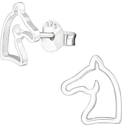 Monkimau Kinderohrringe Pferde-Kopf Ohrstecker aus 925 Sterling Silver echt Silber