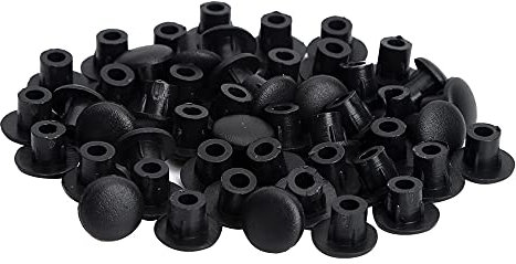 PLCatis 200pcs Black Plastic Hole Cover Caps 5mm Diameter Round Furniture Screw Caps for Drilling Hole Decoration for Furniture Shelves Cabinets