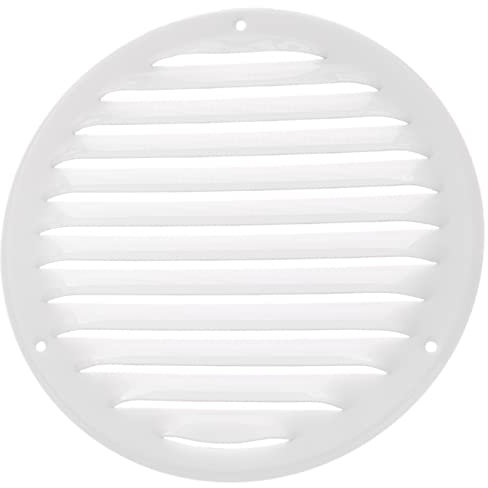 Ø 160mm Redonda Metalica Rejilla de Ventilación con Mosquitera - Blanco