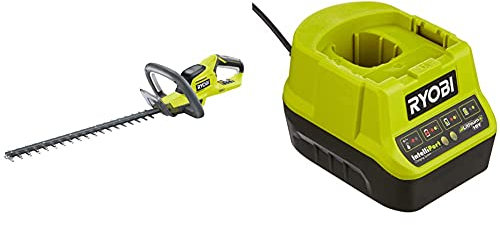 Ryobi OHT1845 18V ONE+ Cordless 45cm Hedge Trimmer (Body Only) & RC18120 18V ONE+ Compact Charger