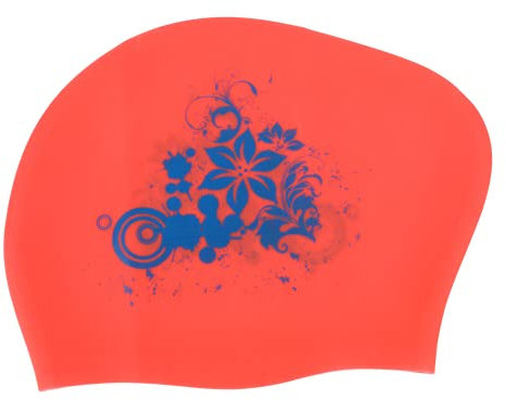 VGEBY Cuffia da Nuoto in Silicone per Capelli Lunghi da Donna Impermeabile per Piscina da Bagno con Orecchie di Copertura con Stampa alla Moda(Rosso) Attrezzatura per il nuoto
