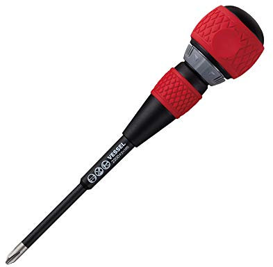 VESSEL BALL GRIP Ratchet Screwdriver +2x100(4) Gray Switch 2200P2100G Made in Japan