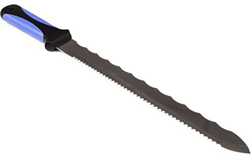 BAUSTER® Couteau isolant en laine, lame de 225 mm, couteau pour laine minérale, matériau isolant, laine de fibre de verre, manche confortable en caoutchouc