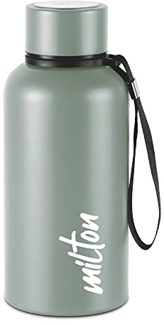 Milton Isolierte Wasserflasche aus Edelstahl, doppelwandig, für heiße und kalte Getränke, auslaufsicher, einfacher Schraubdeckel, Büro, Fitnessstudio, Aura 500, Dunkelgrau