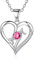 Mom Gifts Collier avec pierre de naissance pour maman, argent sterling 925, pendentif en forme de cœur avec pierre de naissance pour maman, argent sterling, saphir rose créé, Argent sterling, Saphir