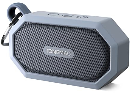 TONEMAC Mini Bluetooth Lautsprecher B1 - IP67, 7 Stunden Spielzeit, Tragbar, Kabellos Mit Bass, Leichter Outdoor-Speaker für Reisen, Grau