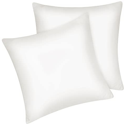 Fittia 2er-Set Satin Kissenbezug Premium Kopfkissenbezug Kissenhülle Haar- und Hautpflege Seidig mit Reißverschluss, Elfenbein, 65x65cm
