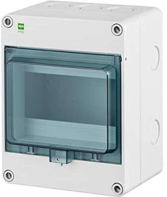 asvendo elektro Aufputz, Sicherungskasten, Verteilerkasten, Kleinverteiler, IP 65 wassergeschützt, Feuchtraum und Außenbereich geeignet (1-reihig für 6 Module)
