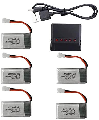 Chargeur de batterie 5 en 1 Hero-S avec 5 batteries Li-Po 3,7 V 550 mAh et câble de charge USB pour quadricoptères H99W, H31, H6C, H98, TR-C385, TR-P51, TR-F22