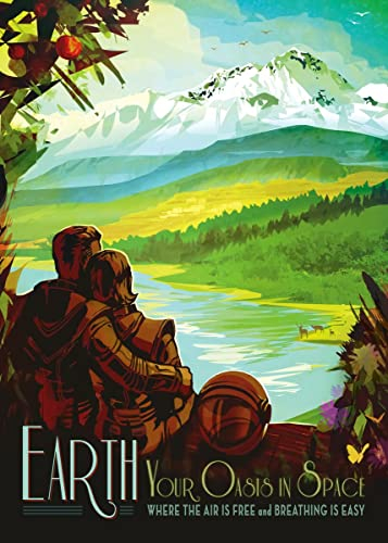 Displate Offiziell NASA MetallPoster Magnetische Befestigung Inklusive Lizenziert Bilder Hochwertiges Poster - Jpl Space Travel Posters - Earth Oasis in Space Poster 67.5 cm x 48 cm