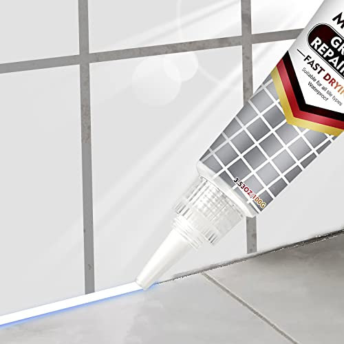 Melanther Grout | Tile Grout Paint for Bathroom & Shower Floor, Fast Drying Grout Repair Kit Refresh Filler Tube, Grout Sealer - Restore and Renew Grout Line, Easy and Safe to Use ( White, 2 Pack )