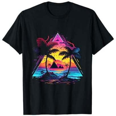 Schönes Hawaii in Neonfarben mit Palmen T-Shirt