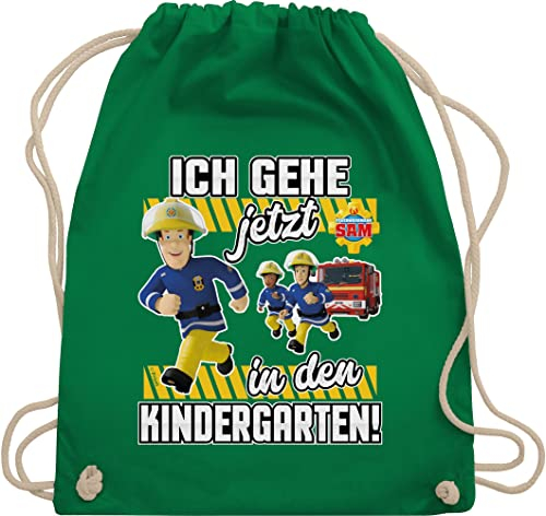 Turnbeutel Rucksack - Feuerwehrmann Sam Tasche - Ich gehe jetzt in den Kindergarten! - Unisize - Grün - feuerwehr kindergarten mann stoffbeutel der feuermann sportbeutel feuwehrmann trainingsbeutel