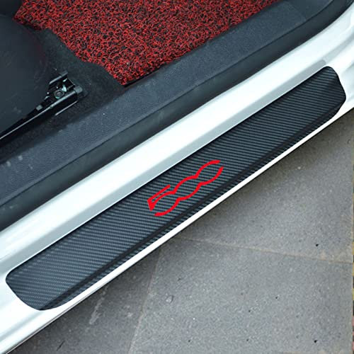 EAGLEG 4 Pezzi Fibra di Carbonio Battitacco per Auto Sticker, per Fi-at 500 500x 500l Panda Punto Bravo, Esterno Battitacco Protezione Plates Anti-Graffio Scuff Adesivi Decorativi Accessori, 500 Red