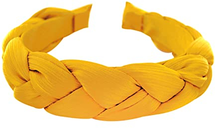 axy Haarreif mit Geflochtener Stoff in Candy Colours - Wunderschön Damen Stirnband Haarschmuck Haarreifen HRZ2 (Senfgelb)