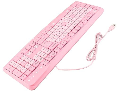 tastatur rosa,Tbest Rosa Tastatur Wiederaufladbar Computer Voll süß und Maus Set Sanrio mit Nummernblock Tastatur USB Verkabelt Ultradünn Niedlich Cartoon für Home Office Laptop Computer Universell (R