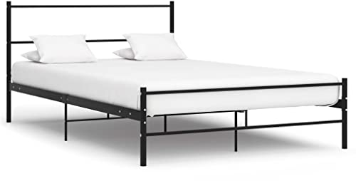 puraday 205x147x83,5 cm Metallbett mit Metallstreifen Gästebett Jugendbett Bettgestell Bett Doppelbett Bettrahmen Metallbettrahmen Familienbett Betten Tagesbett Bed Frame Schwarz Metall