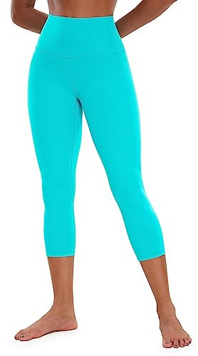 CRZ YOGA Butterluxe Damen High Waist 3/4 Leggings Capri Blickdicht Sport Yoga Fitness Sommer Sporthose - 53cm (Neon) Spektralblau 42