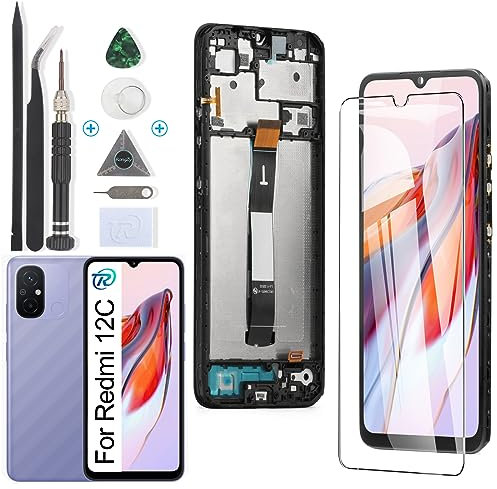 RongZy Kompatibel mit Xiaomi Redmi 12C 22120RN86G Ersatz Bildschirm LCD Display und Touchscreen-Digitizer mit Werkzeugen (Schwarz mit Rhamen)