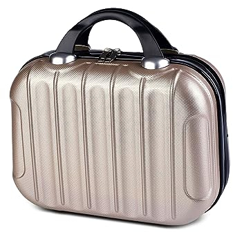 Balakaka Vanity Femme 10L, Léger Portable Voyage avec Poignée, 14 Pouces ABS Case Rigide Peut être Accroché aux Bagages, Champagne