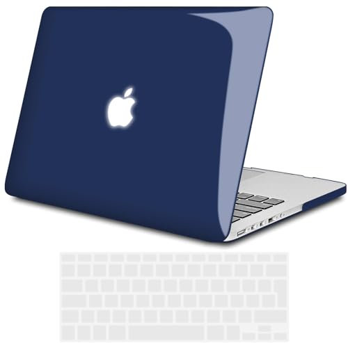 TECOOL Cover compatibile con MacBook Pro 13 Pollici Retina 2015 2014 2013 fine 2012 (A1502 A1425), Custodia Rigida Protettiva Sottile in Plastica e Copritastiera UE, Cristallo Blu Navy