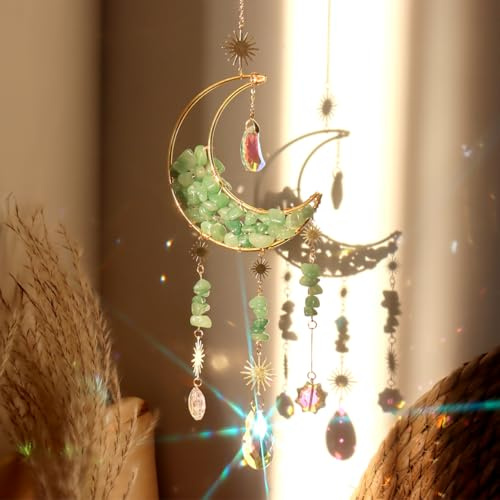Kristall-Sonnenfänger zum Aufhängen, Mond, Sonnenlichtfänger mit Glasprismen