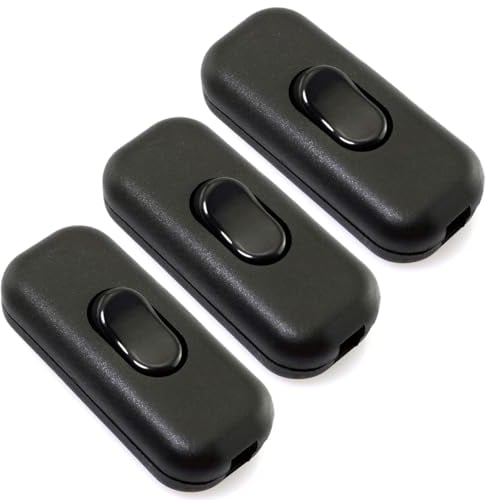 Greluma 3 Pz Interruttore a cavo in linea, interruttore a bilanciere di controllo DPST on-off AC 250 V 6 A per lampada da tavolo da camera da letto Lampada da scrivania