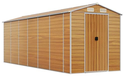 vidaXL Gerätehaus Hellbraun 191x555x198 cm Verzinkter Stahl