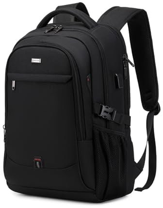 FANDARE Laptop-Rucksack Herren Damen Schulrucksack mit USB-Ladeanschluss Handgepäck Geschäft Arbeiten Schulranzen Laptoptasche für Arbeit Reisen Wandern Tagesrucksack Daypacks Hochschule Schwarz