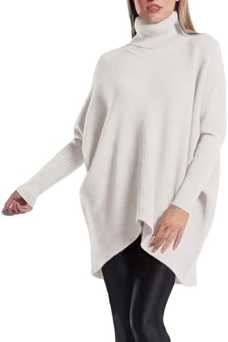 PEKIVESSA Oversized Langer Rollkragenpullover Damen länger