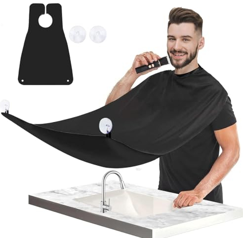 EODKSE 1 Stück Bartlatz, Herren Bartschürze mit Saugnäpfen, für perfekte Bartpflege und stylische Bartgestaltung, Ehemann, Vater oder Freund zum Vatertag (Schwarz),