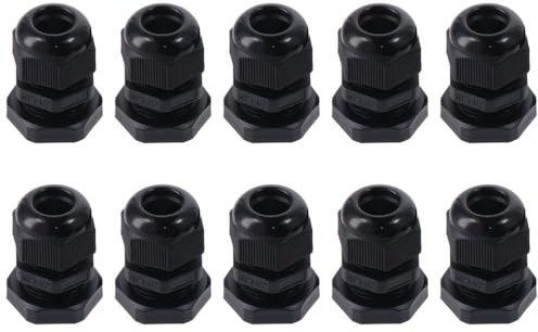 Fudeshe Conduit Fittings,Strain Relief Cord Connector 10 Pcs Plastic Black 1/2? NPT Cable Glands Adjustable Nylon Cord Grip