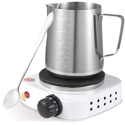 Candle Making Kit with Electronic Hot Plate, Candle Warmer Plate with Stainless Steel Spoon, Candle Supplies Set for Adults Beginners, Pouring Spout Design