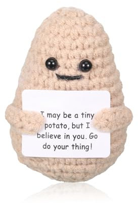 iewrtcin Funny Potato Doll With Positive Card, Mini Plush Knitted Wool Doll, Cute Encouraging Gift For Kids Adults