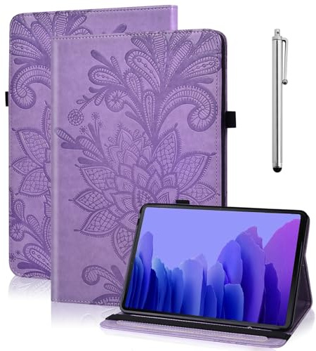 TUOLISG Hülle für Fire HD 10 2019/2018/2017/2016, Slim PU Leder Case Etui kompatibel für Amazon Fire HD 10 Tablet (9. Gen 2019 & 7. Gen 2017) mit Smart Auto Schlaf Wach -Lila