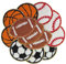 TXSN Balls Iron on Patches, Chenille Balls Glitter Patches Sports Themed Applique Patches for Clothing, Pack of 12