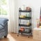 [en.casa] Carro de Servicio con 4 Cestas Estantería de Baño con 4 Ruedas Carrito de Cocina Multiusos Versátil Resistente Acero 104 x 46 x 35 cm - Negro Mate