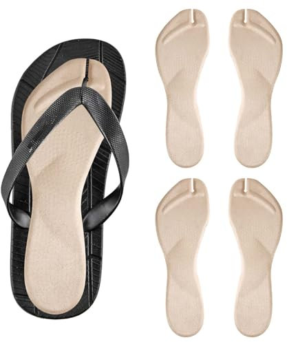 4pcs Flip Flop Shoe Inserts, Adhesives Flannel Thong Sandal Insoles Anti-Slip Shock Absorption Invisible Slim Foot Pads Sandal Strap Cushions Reliable Toe Protectors