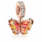 MSPOVOF Pink/Gelb Schmetterling Dangle Charms 925 Sterling Silber 5A Zirkonia Anhänger für Armband Halsketten Schmuck Geschenk für Damen Frauen