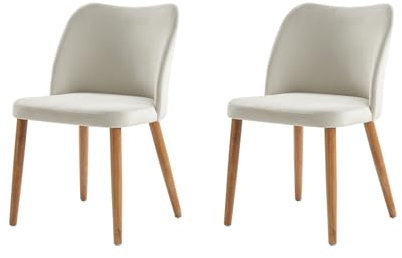 HULALA HOME Lot de 2 chaises de Salle à Manger, de Coiffeuse, de Cuisine, Confortables avec Pieds en Bois, pour Salon, Chambre à Coucher et Salle à Manger (2, Blanc)