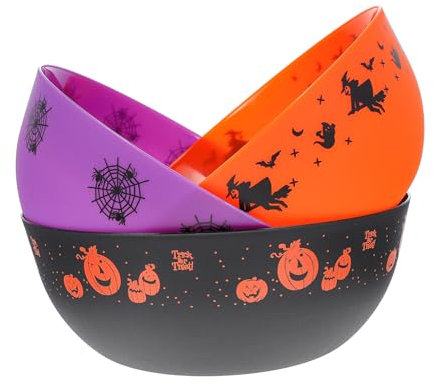 LABRIMP 3pcs Assorted Pumpkin Bowls Serving Bowls for Salad Candy Halloween Easy Clean Photo Prop Smooth Appearance