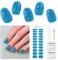 DUKASOU Semi-Cured Gel Nail Strips, 22 Pieces Real Nail Polish Stickers, Gel Nail Stickers, Decals, Long-Lasting Nail Polish Strips for Women and Girls(Sparkle Blue)