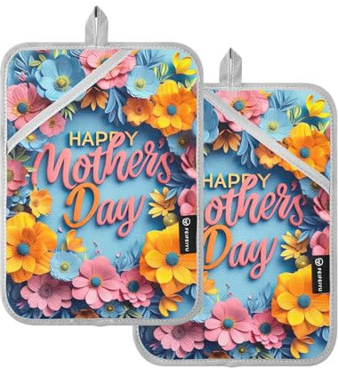 Topflappen-Set, zum Muttertag, Blau, 2 Stück