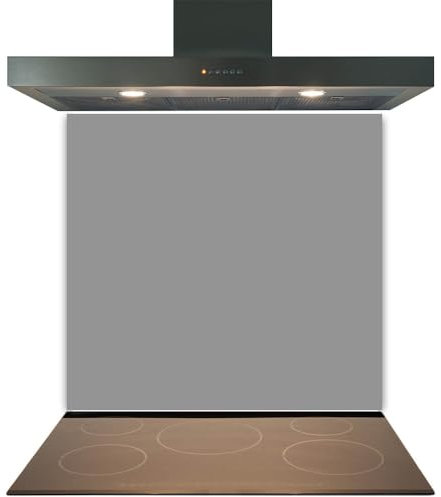 C2G Coloured Toughened Glass Splashback for Kitchen, Tempered Heat-Resistant Glass Splashbacks with Polished Edges for Cooker and Hob Backsplash (Mid Grey, 60 x 75cm)